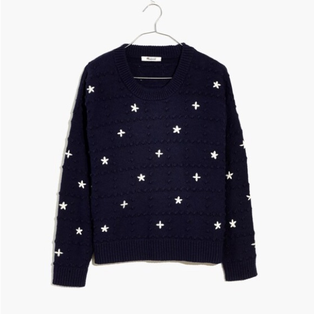 Madewell Knit Embroidered Sandlin Pullover Sweater in XXS